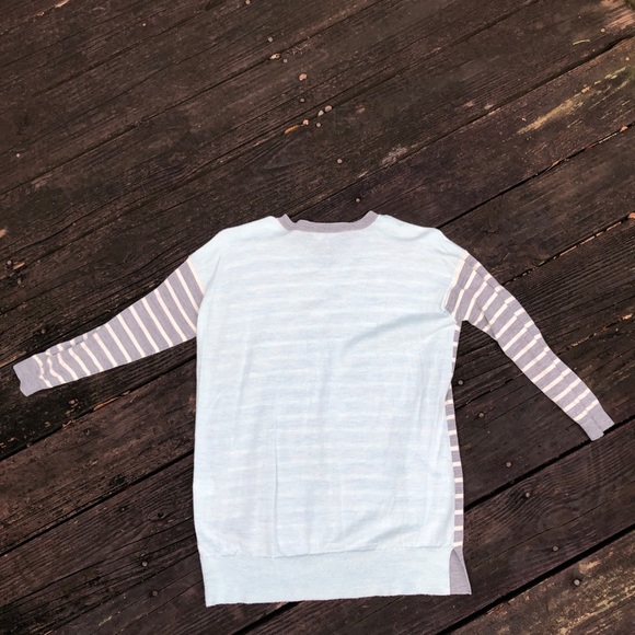 SOLD JCrew Grey and Blue striped sweater - Picture 2 of 3